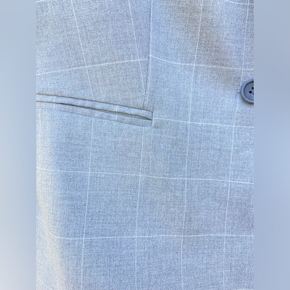 NWT- BANANA REPUBLIC GRAY PLAID CLASSIC FIT BUTTON FRONT BLAZER JACKET - Picture 8 of 10